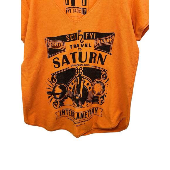 FYI For Your Information T-Shirt Orange Large Black Witchy Saturn Whimsygoth - Picture 3 of 5